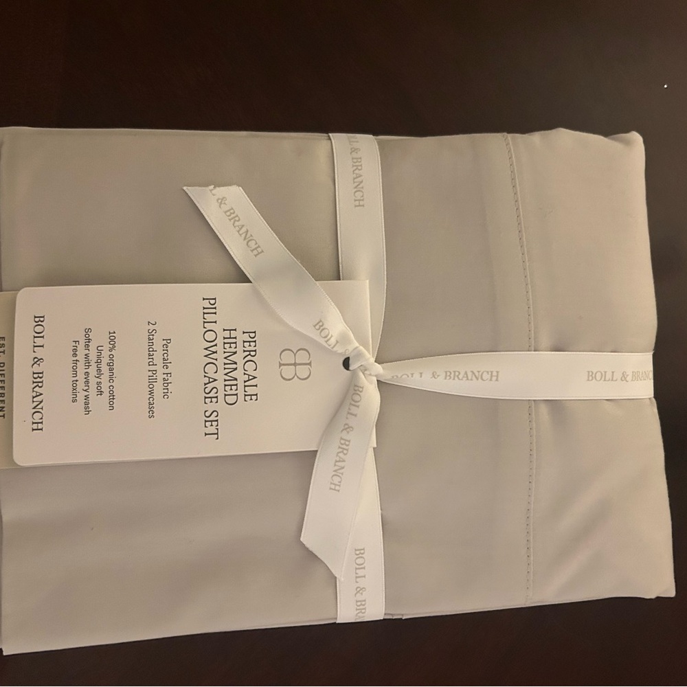 Percale Hemmed Pillowcase Set - Light Gray